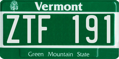 VT license plate ZTF191