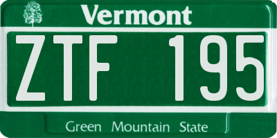 VT license plate ZTF195