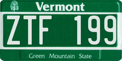 VT license plate ZTF199