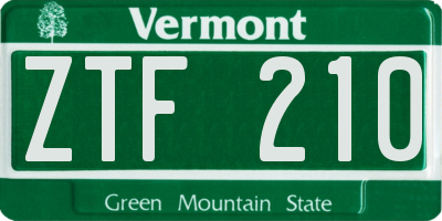 VT license plate ZTF210