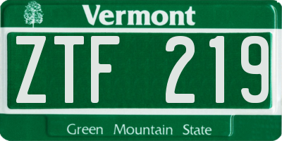 VT license plate ZTF219