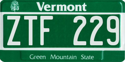 VT license plate ZTF229