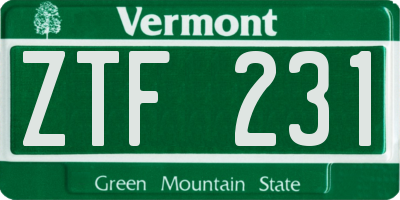 VT license plate ZTF231