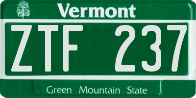 VT license plate ZTF237