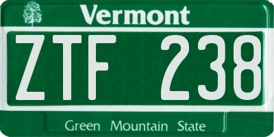 VT license plate ZTF238