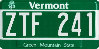VT license plate ZTF241