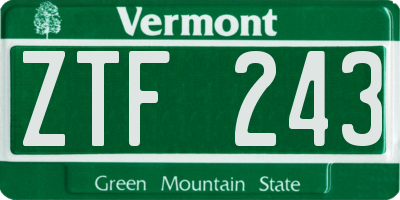 VT license plate ZTF243