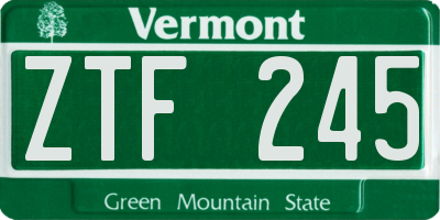 VT license plate ZTF245