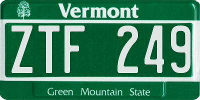 VT license plate ZTF249