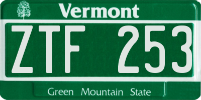 VT license plate ZTF253