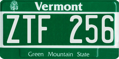 VT license plate ZTF256