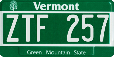 VT license plate ZTF257
