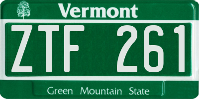 VT license plate ZTF261