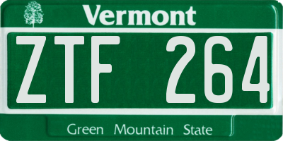 VT license plate ZTF264