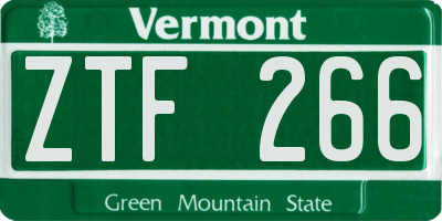 VT license plate ZTF266