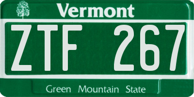 VT license plate ZTF267