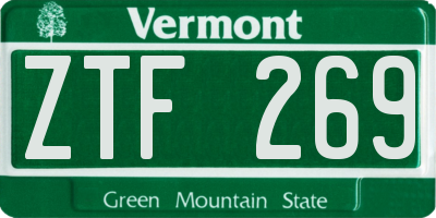 VT license plate ZTF269