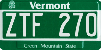 VT license plate ZTF270