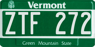 VT license plate ZTF272
