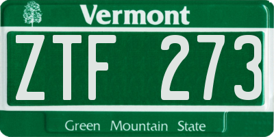 VT license plate ZTF273