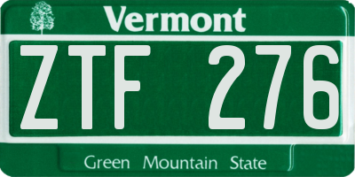 VT license plate ZTF276