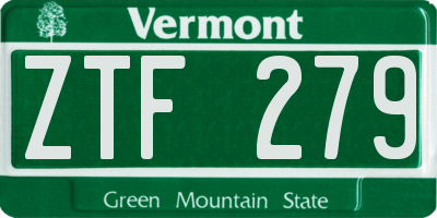 VT license plate ZTF279