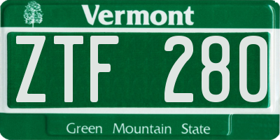 VT license plate ZTF280