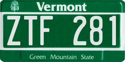 VT license plate ZTF281