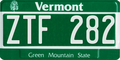 VT license plate ZTF282