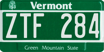 VT license plate ZTF284