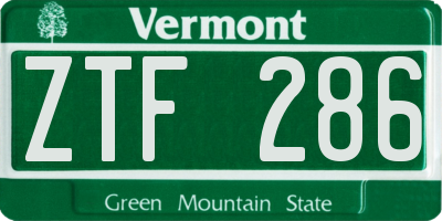 VT license plate ZTF286