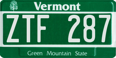 VT license plate ZTF287