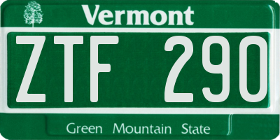 VT license plate ZTF290