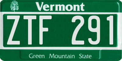 VT license plate ZTF291