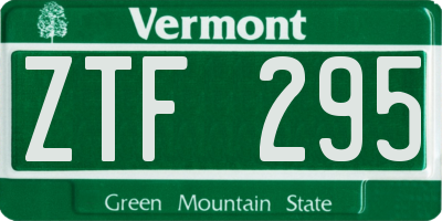 VT license plate ZTF295