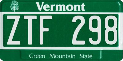 VT license plate ZTF298