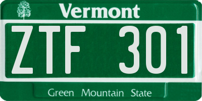 VT license plate ZTF301