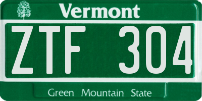 VT license plate ZTF304