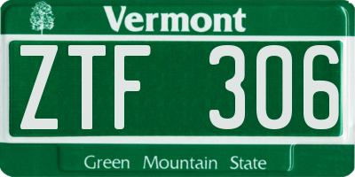 VT license plate ZTF306