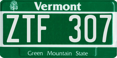 VT license plate ZTF307
