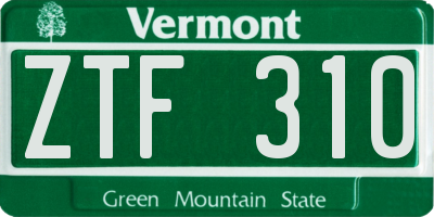 VT license plate ZTF310