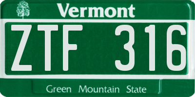 VT license plate ZTF316