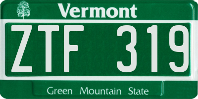 VT license plate ZTF319