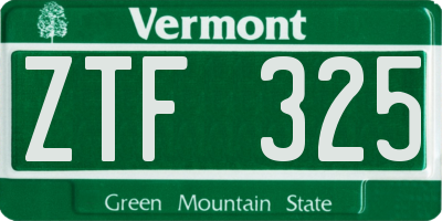VT license plate ZTF325