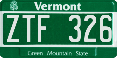 VT license plate ZTF326