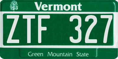 VT license plate ZTF327