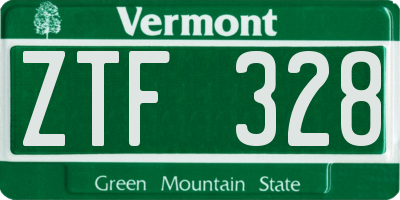 VT license plate ZTF328