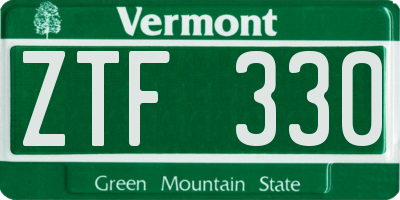 VT license plate ZTF330