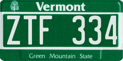 VT license plate ZTF334