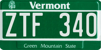 VT license plate ZTF340